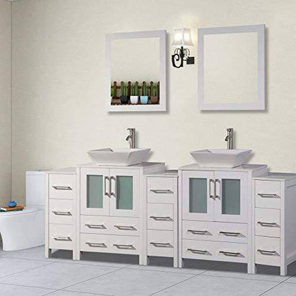 84 in. Double Sink Bathroom Vanity Combo Set in White - Decohub Home