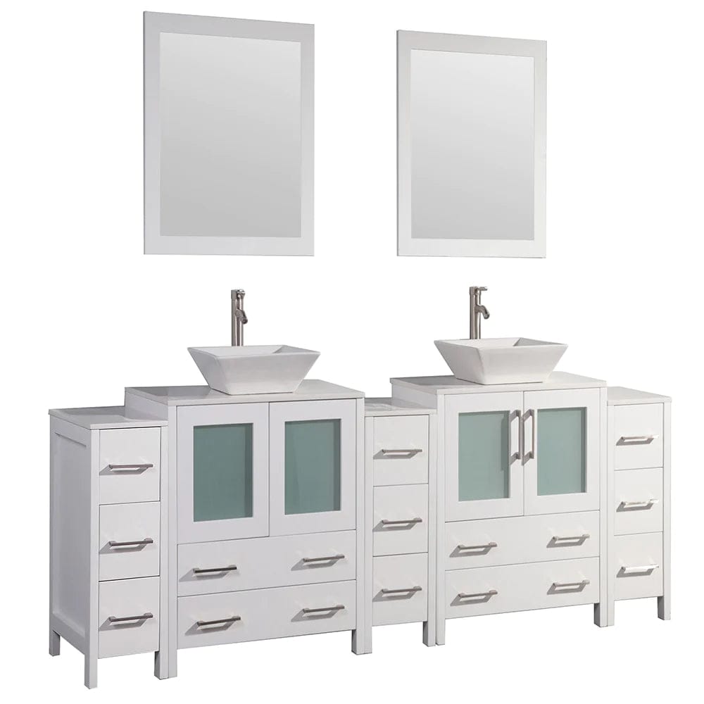96 in. Double Sink Bathroom Vanity Combo Set in White