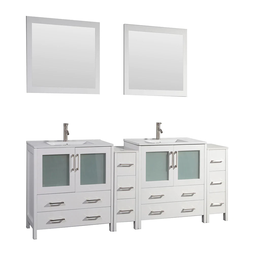 Ocean Royal 96 in. White Double Vanity Set with Mirrors
