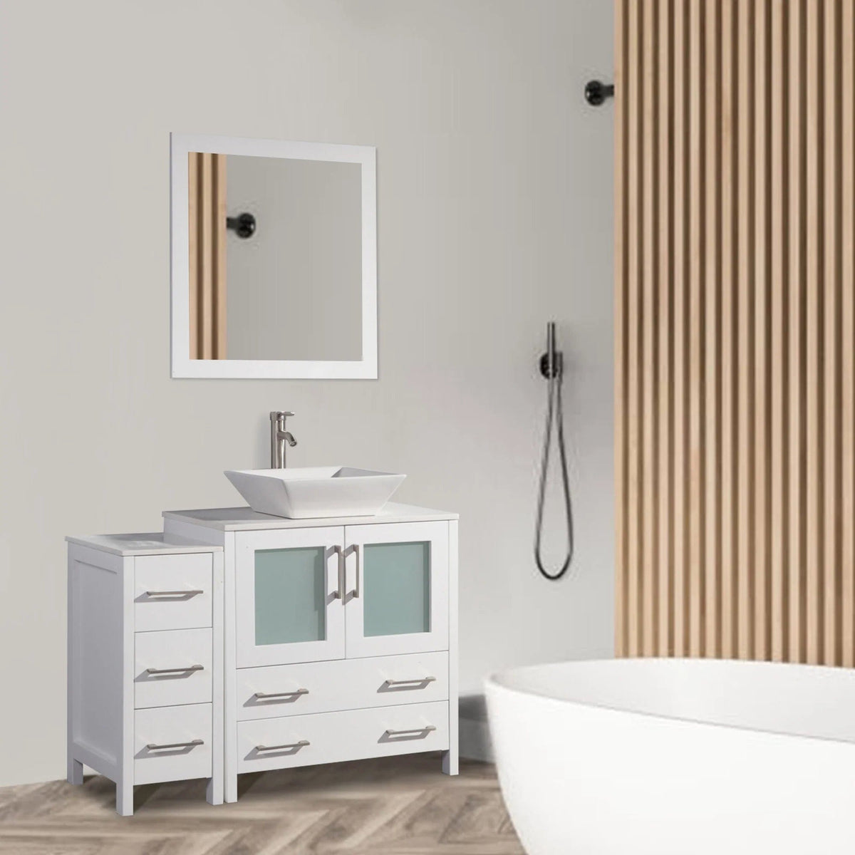 Ocean Royal 42 in. White Single Sink Vanity Set with 5 Drawers