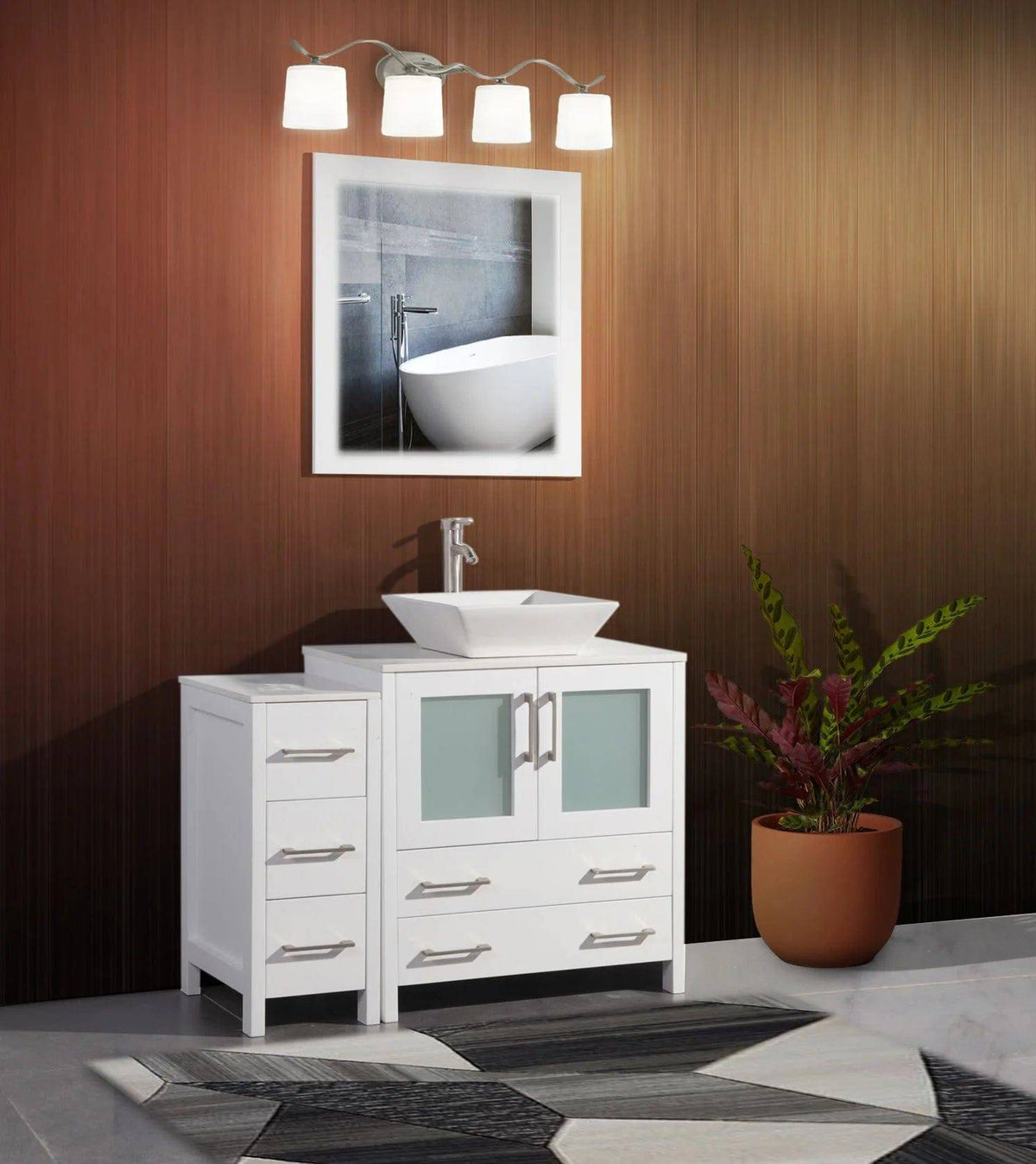 Ocean Royal 42 in. White Single Sink Vanity Set with 5 Drawers