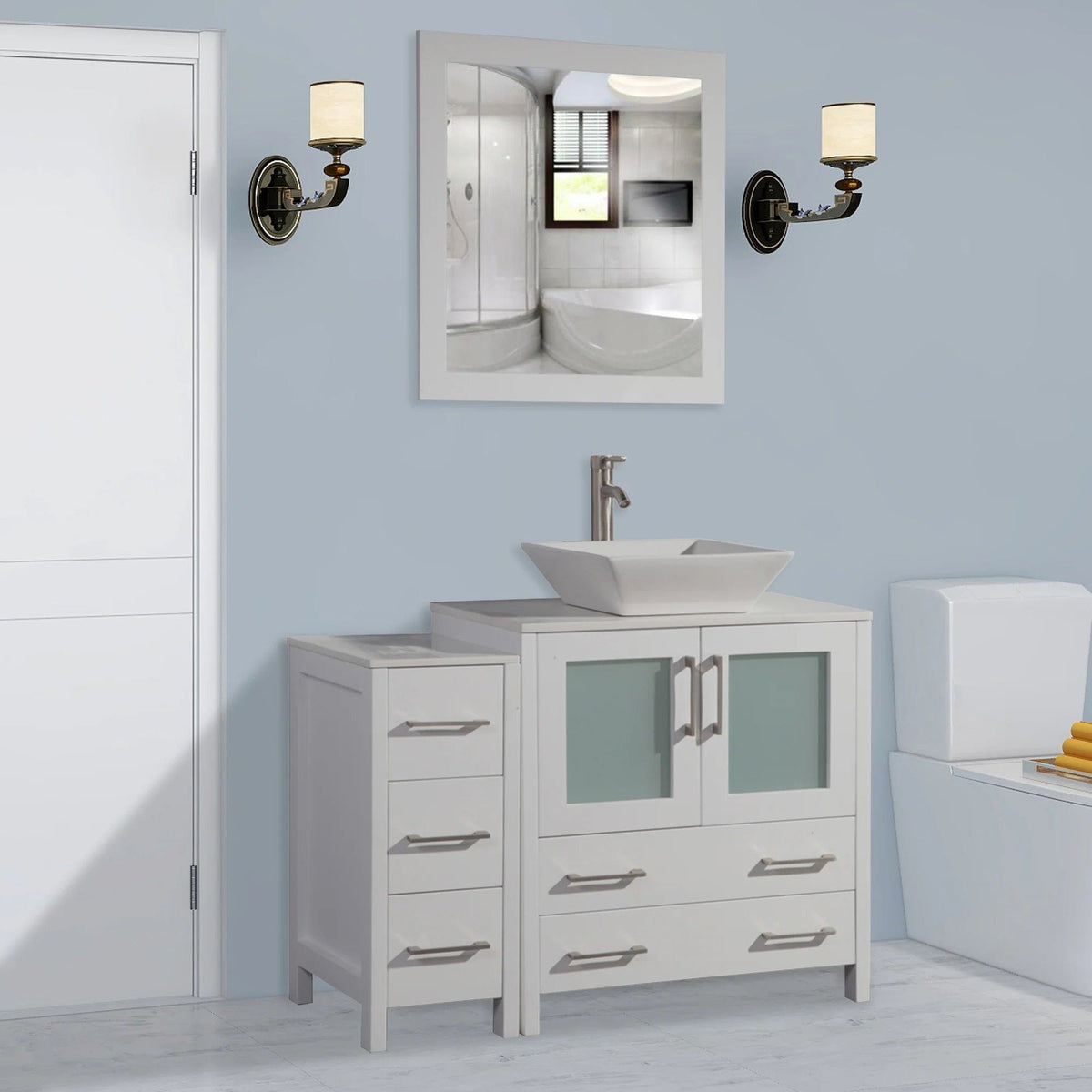 Ocean Royal 42 in. White Single Sink Vanity Set with 5 Drawers