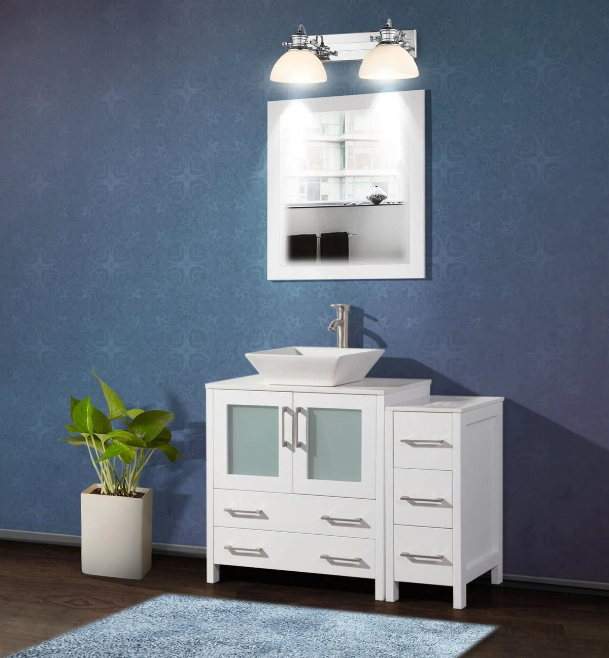 Ocean Royal 42 in. White Single Sink Vanity Set with 5 Drawers
