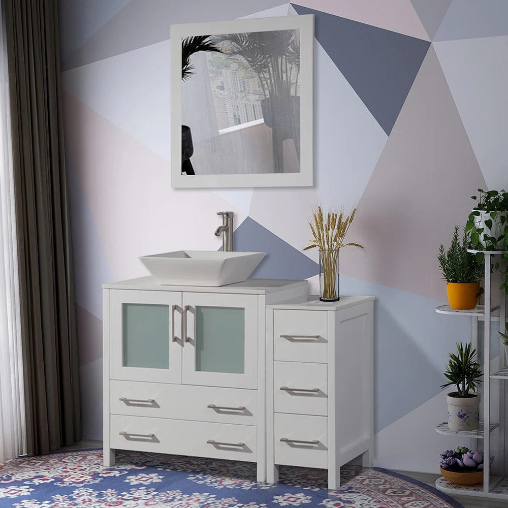 Ocean Royal 42 in. White Single Sink Vanity Set with 5 Drawers