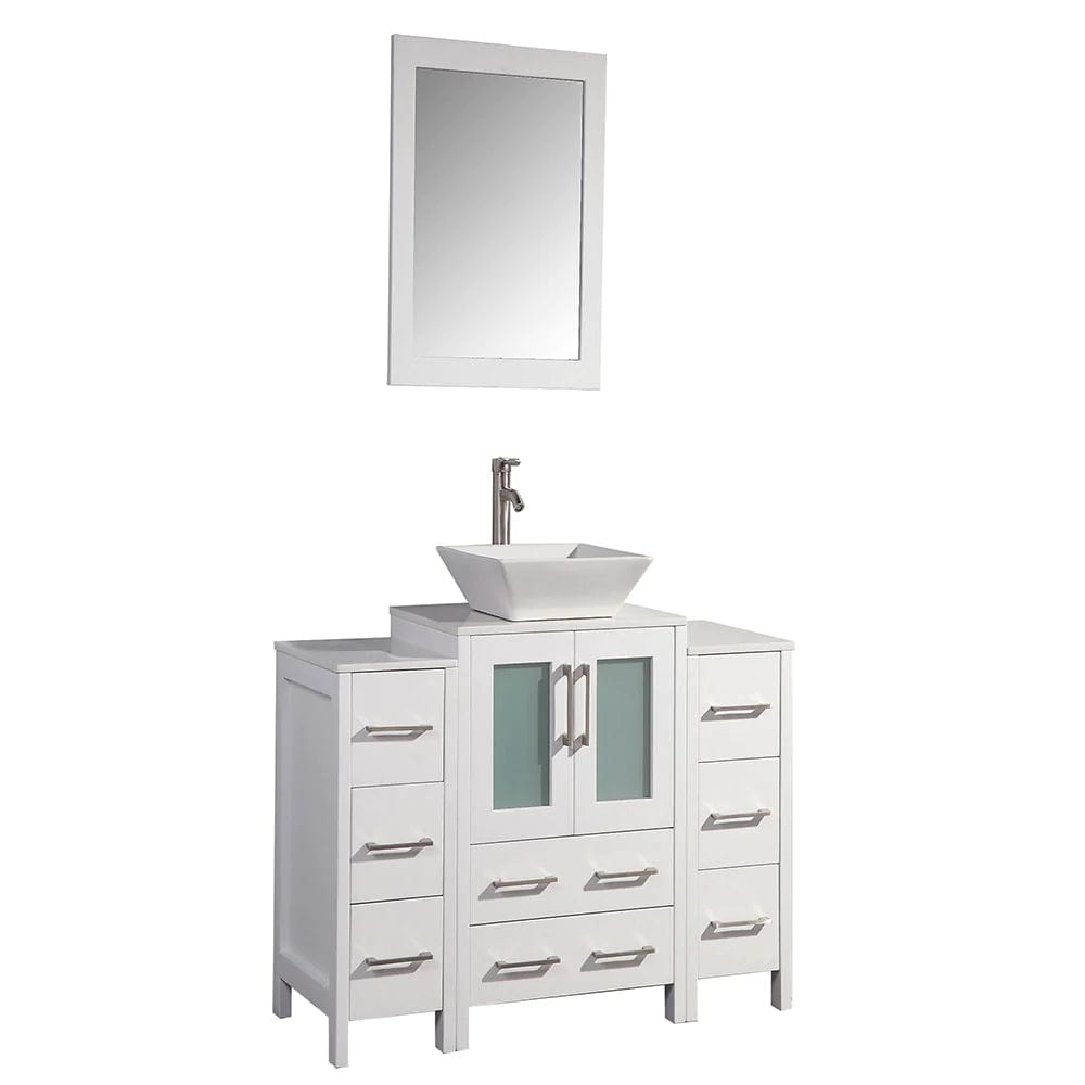 Conjunto de tocador de baño con lavabo individual de 48 pulgadas en blanco