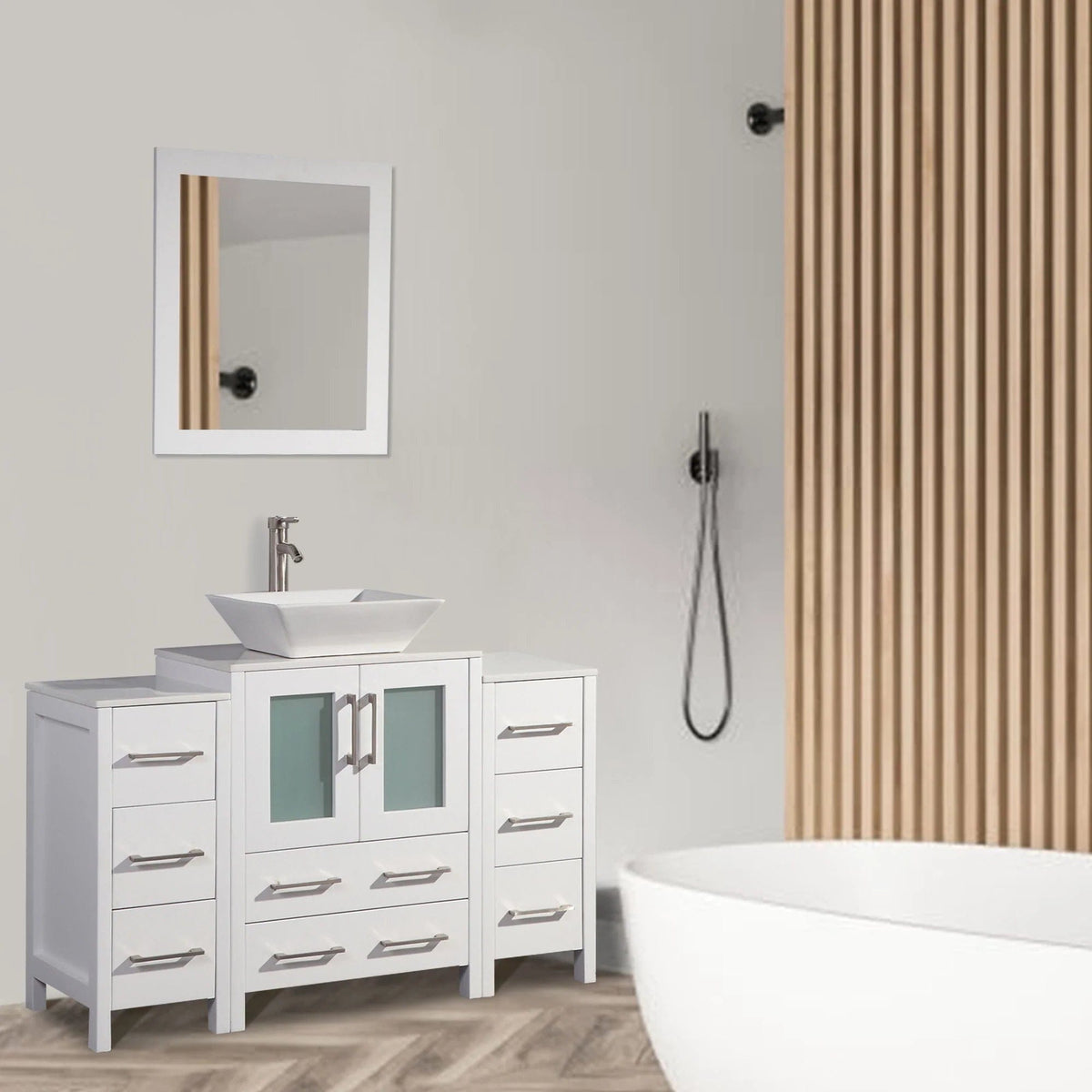 Conjunto de tocador de baño con lavabo individual de 48 pulgadas en blanco