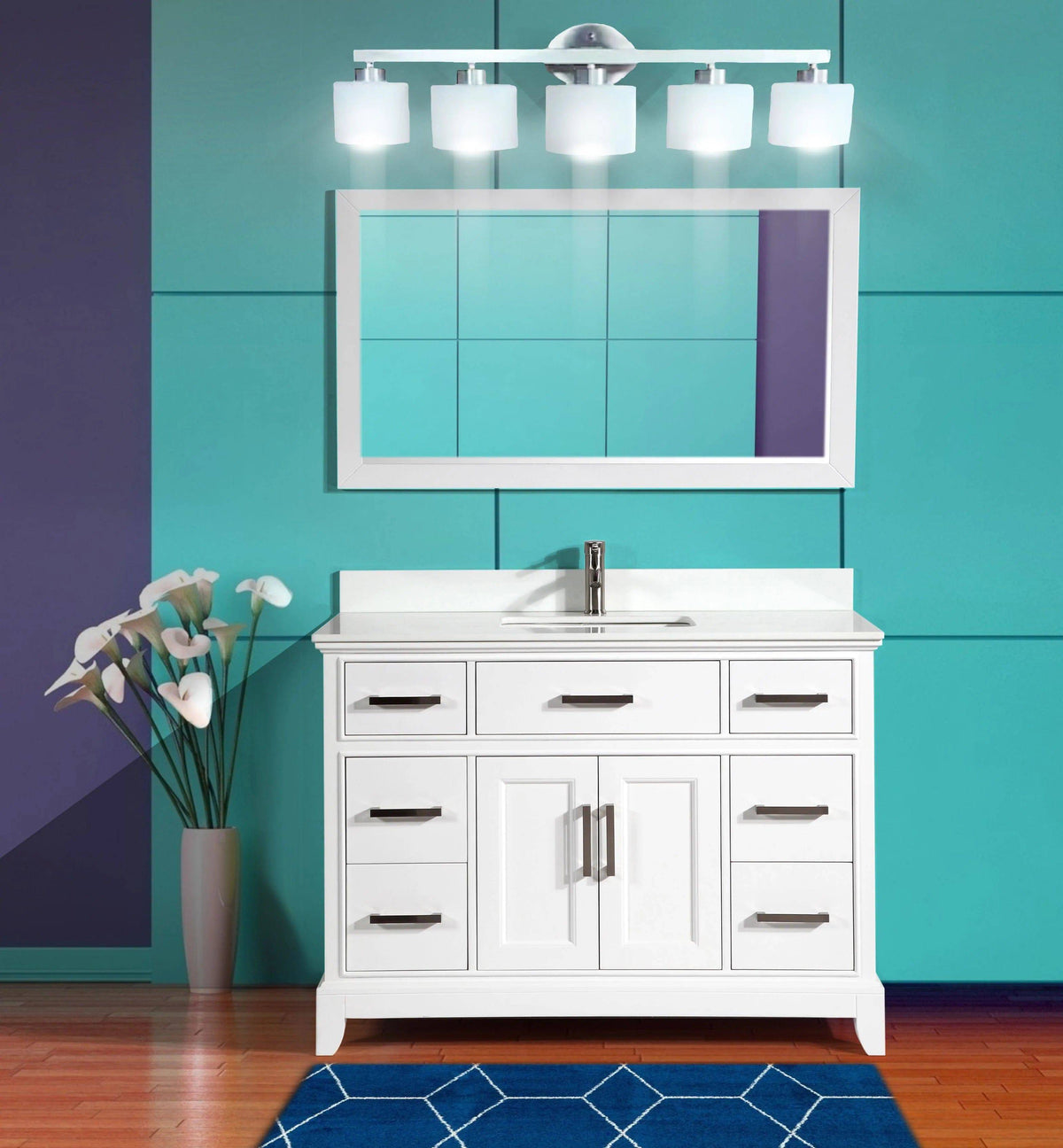 48 in. Single Sink Bathroom Vanity Set in White