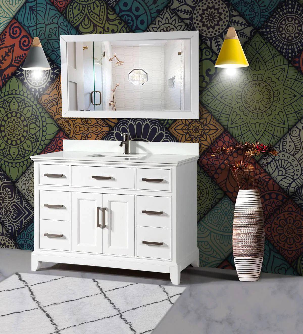 48 in. Single Sink Bathroom Vanity Set in White