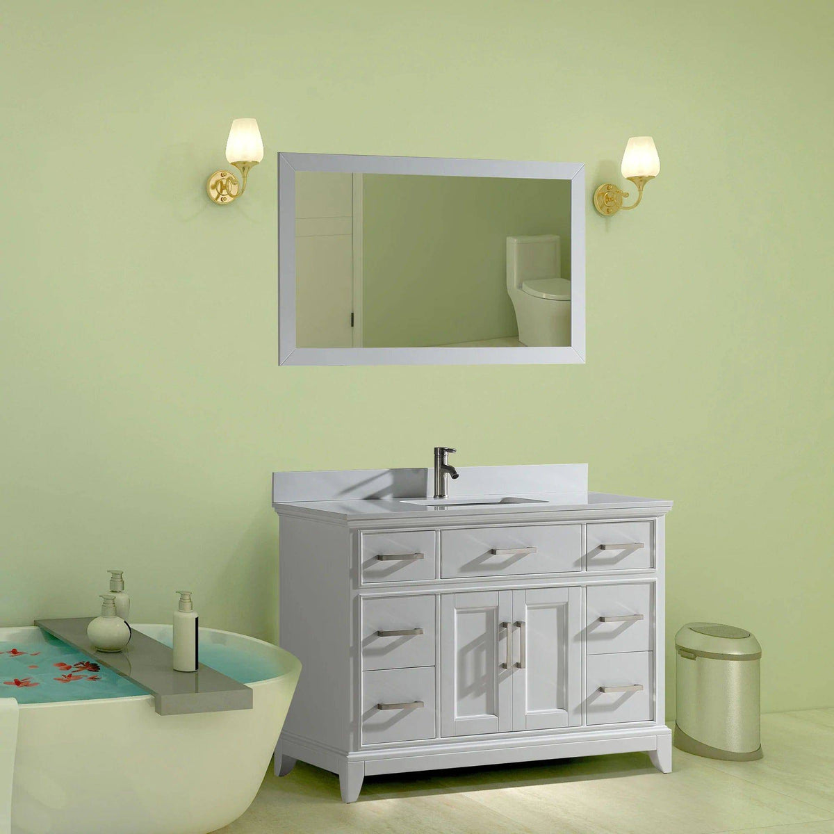 48 in. Single Sink Bathroom Vanity Set in White