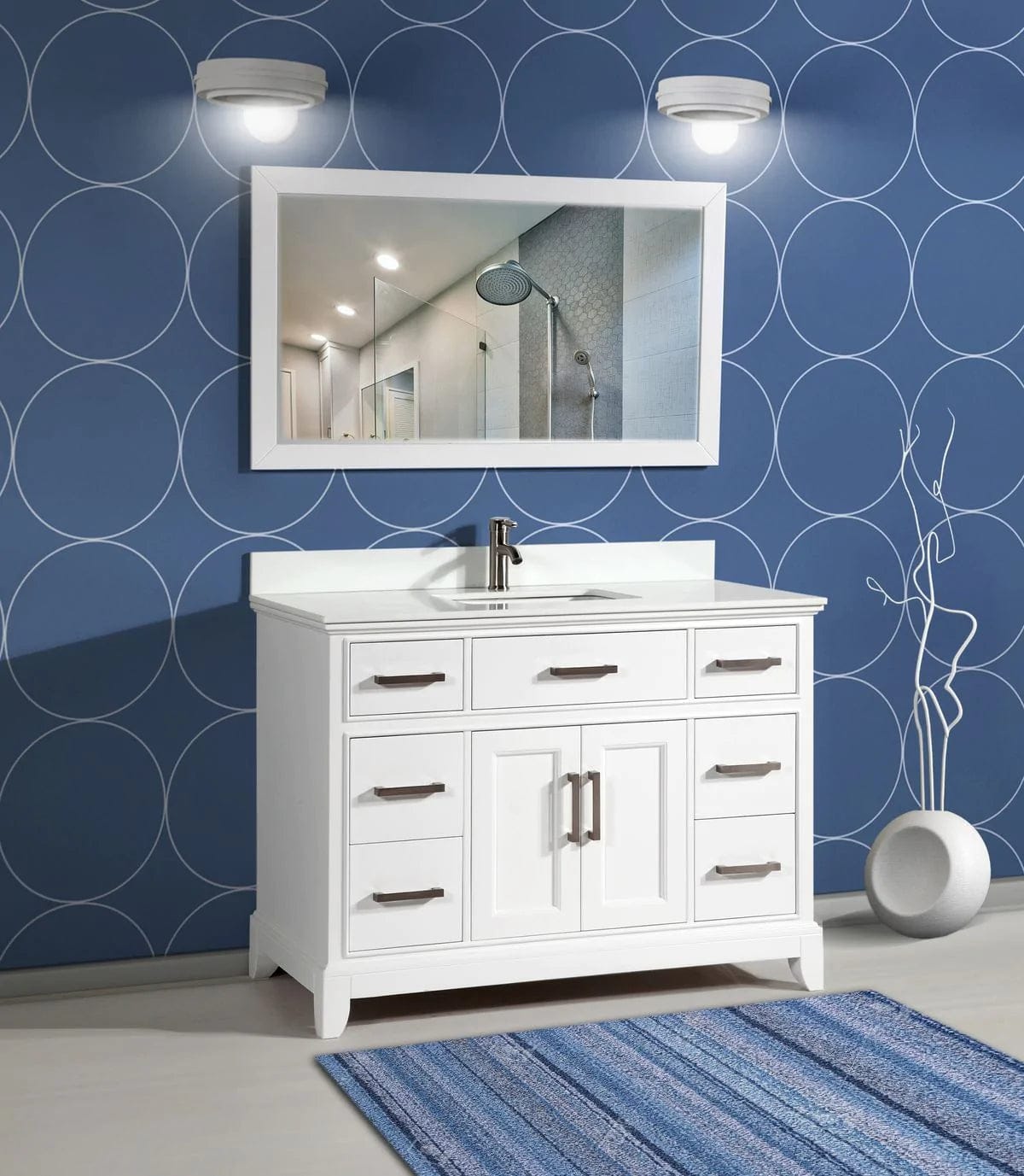 48 in. Single Sink Bathroom Vanity Set in White