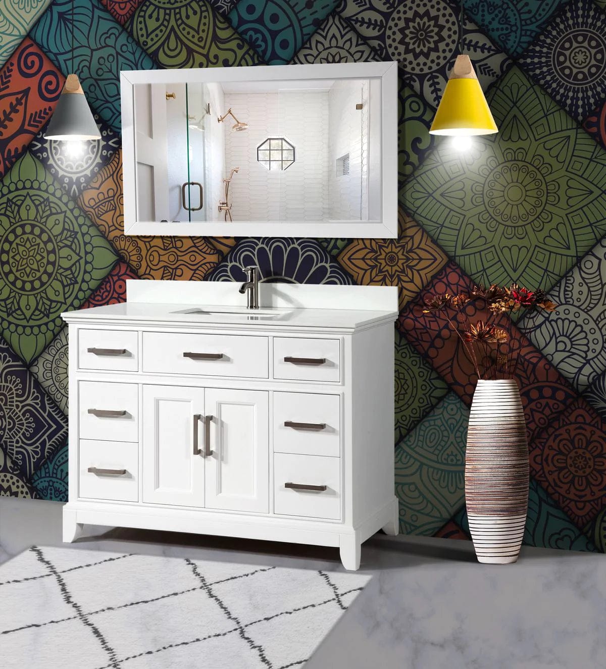 48 in. Single Sink Bathroom Vanity Set in White