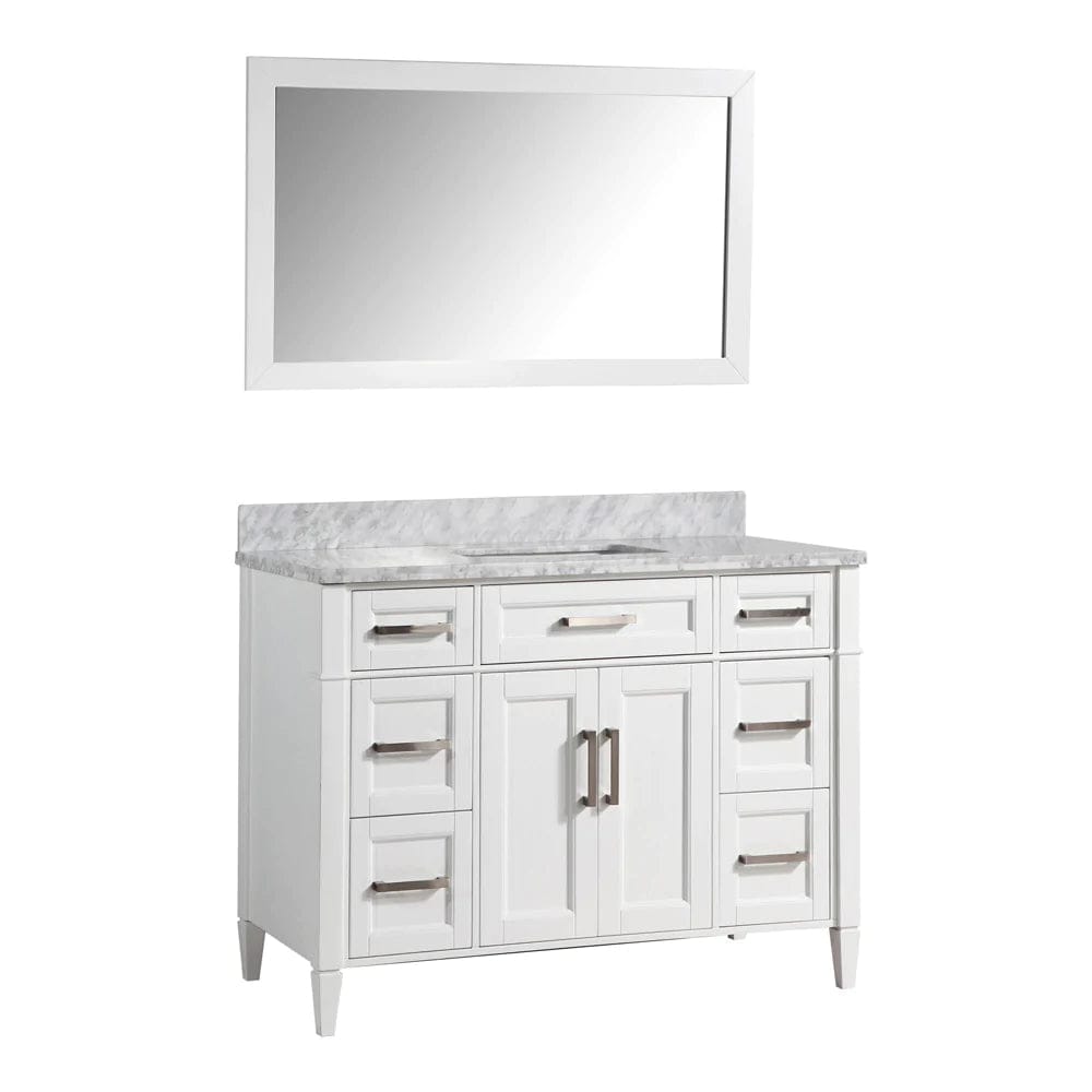 48 in. Single Sink Bathroom Vanity Set in White with Carrara Marble Top