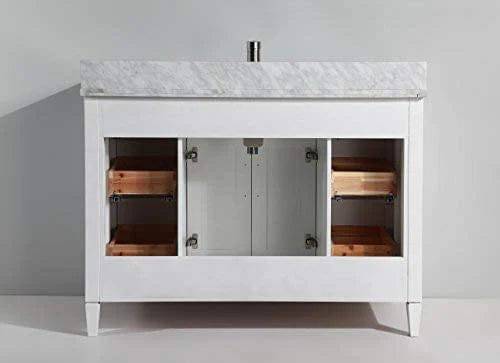 48 in. Single Sink Bathroom Vanity Set in White with Carrara Marble Top