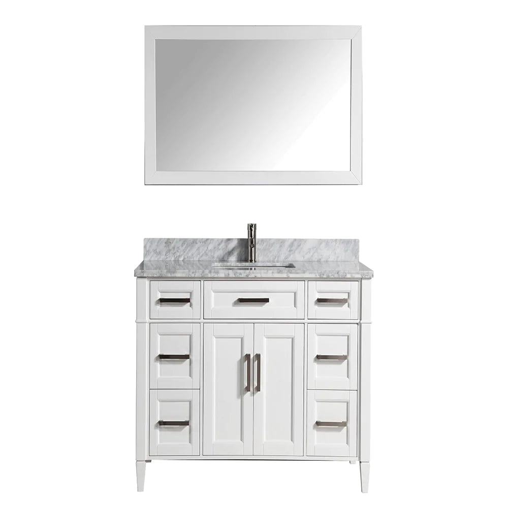 48 in. Single Sink Bathroom Vanity Set in White with Carrara Marble Top
