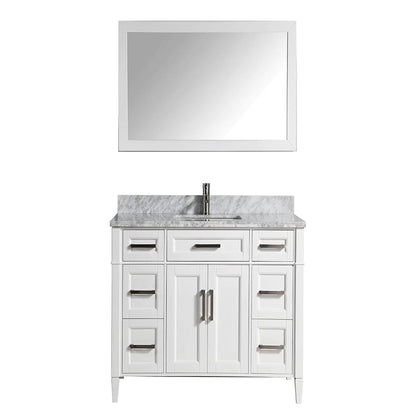 48 in. Single Sink Bathroom Vanity Set in White,Carrara Marble Stone Top - Decohub Home