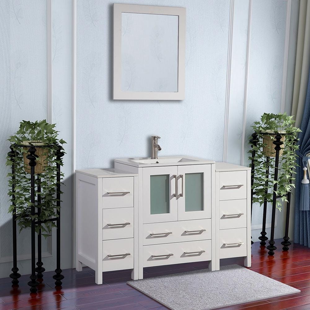 Ocean Royal 48 in. White Single Sink Vanity with 8 Drawers