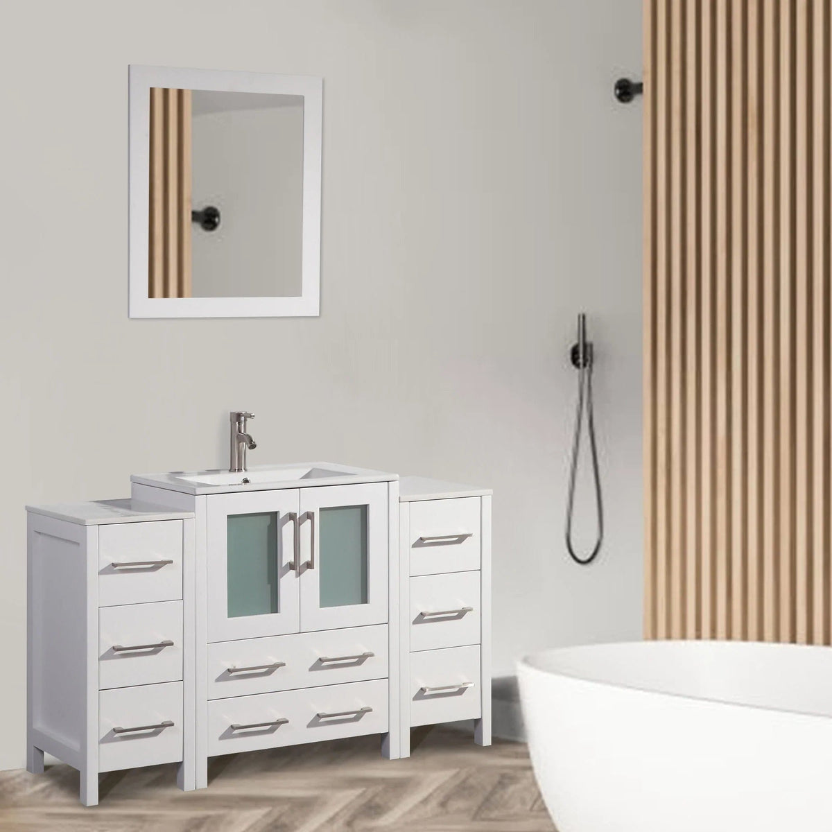 Ocean Royal 48 in. White Single Sink Vanity with 8 Drawers