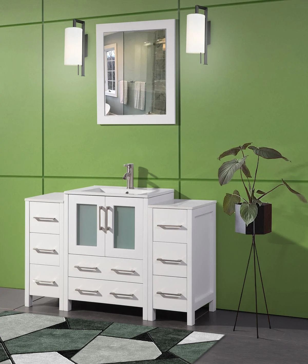 Ocean Royal 48 in. White Single Sink Vanity with 8 Drawers