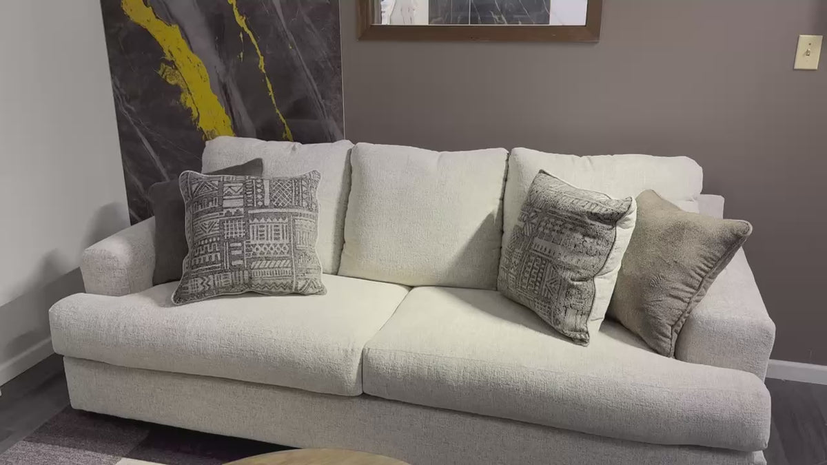 Load video: Soletren Stone Sofa &amp; Loveseat Set