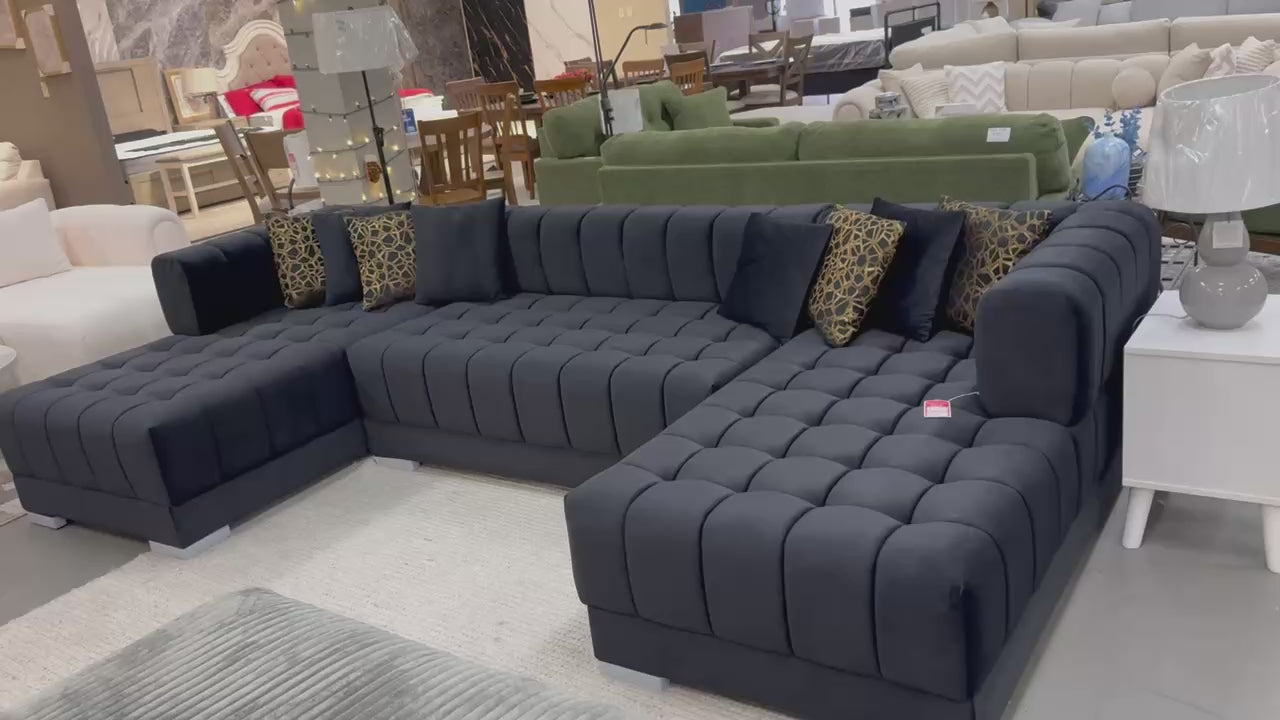 Ariana 138-Inch Velvet Double Chaise Sectional