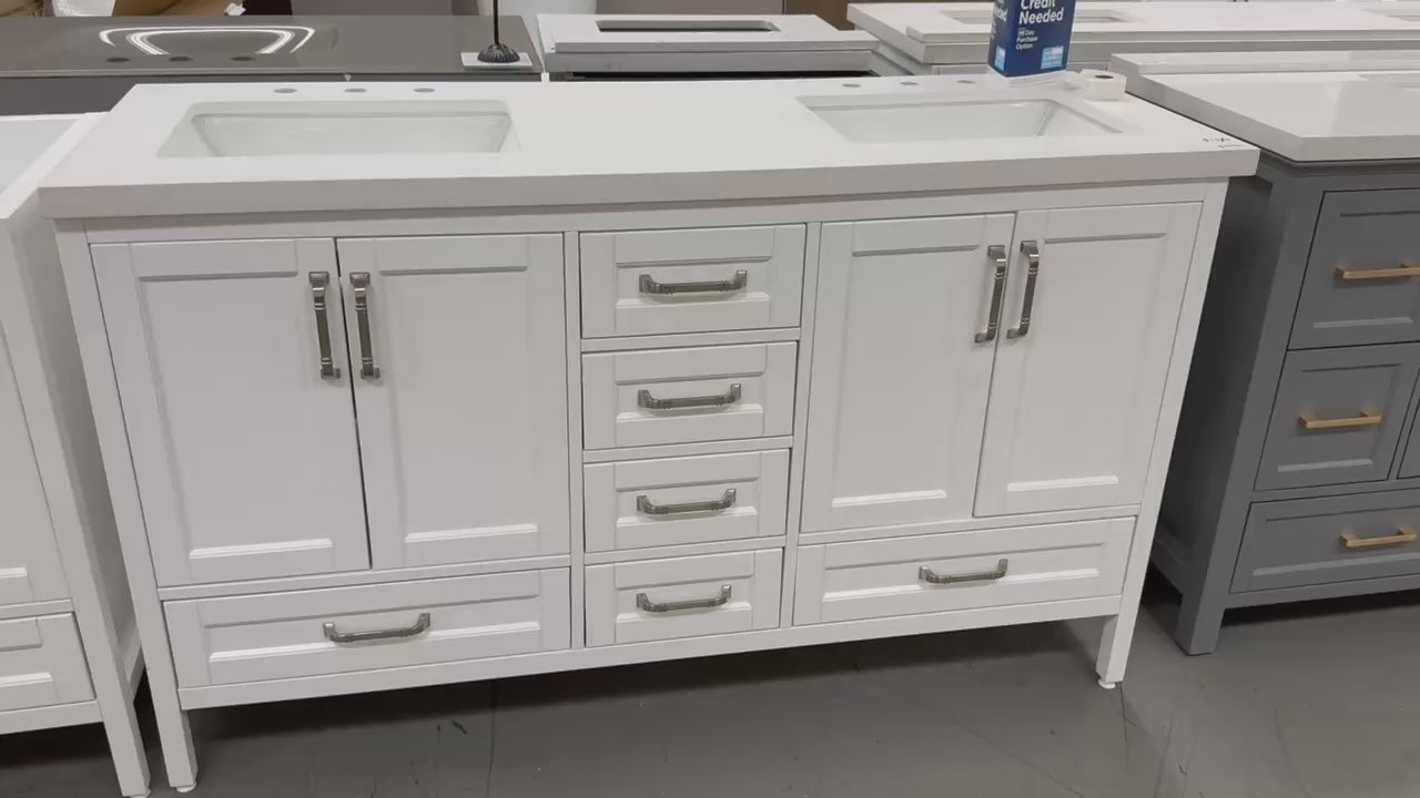 Ocean Royal 60 in. Gray Double Sink Vanity Set with Mirror