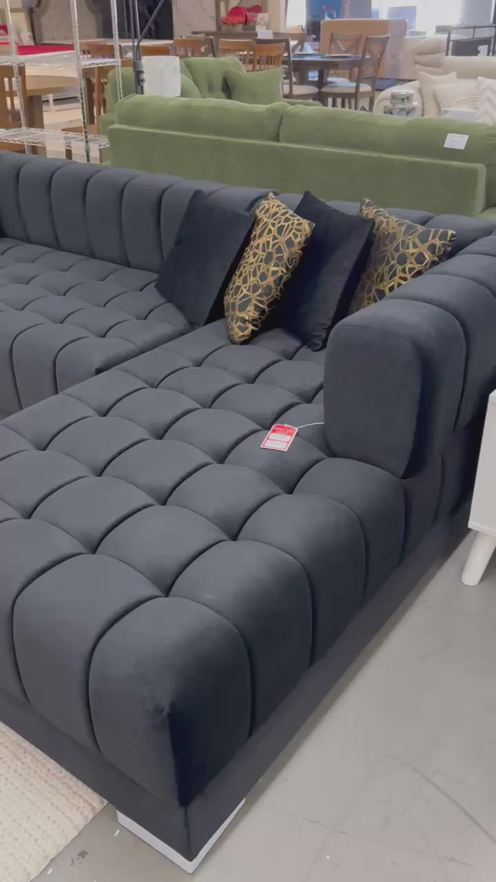 Ariana 138-Inch Velvet Double Chaise Sectional