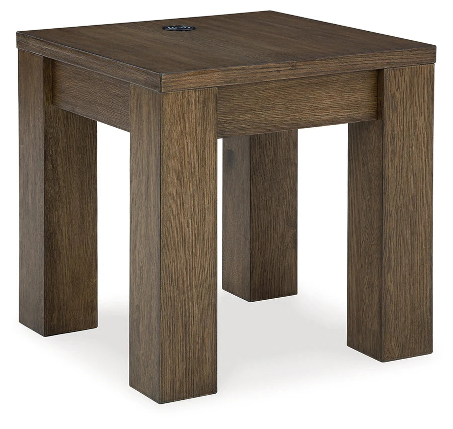 Rosswain Warm Brown End Table with Wireless Charging