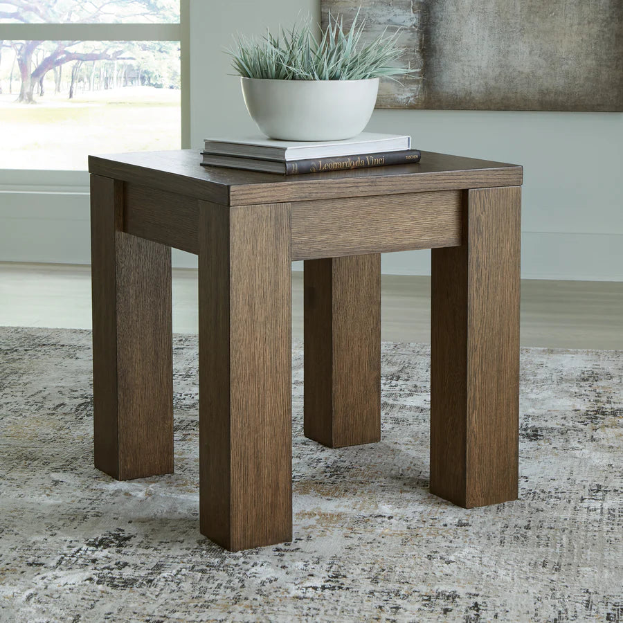 Rosswain Warm Brown End Table with Wireless Charging