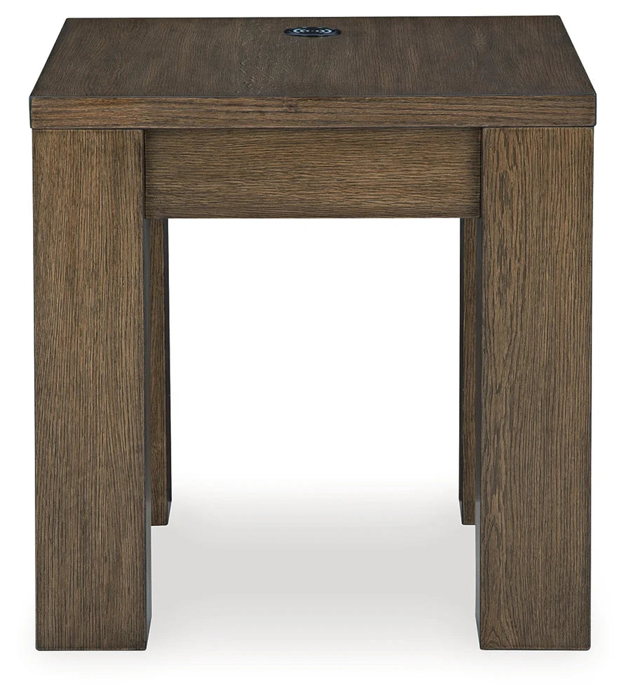 Rosswain Warm Brown End Table with Wireless Charging
