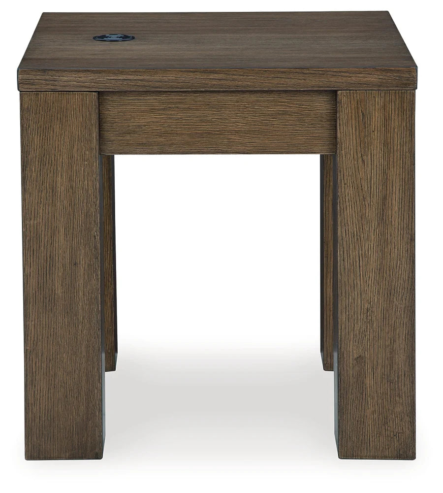 Rosswain Warm Brown End Table with Wireless Charging