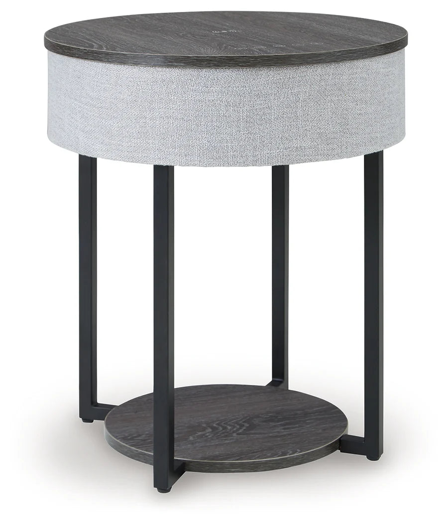 Sethlen Gray Accent Table with Bluetooth Speaker