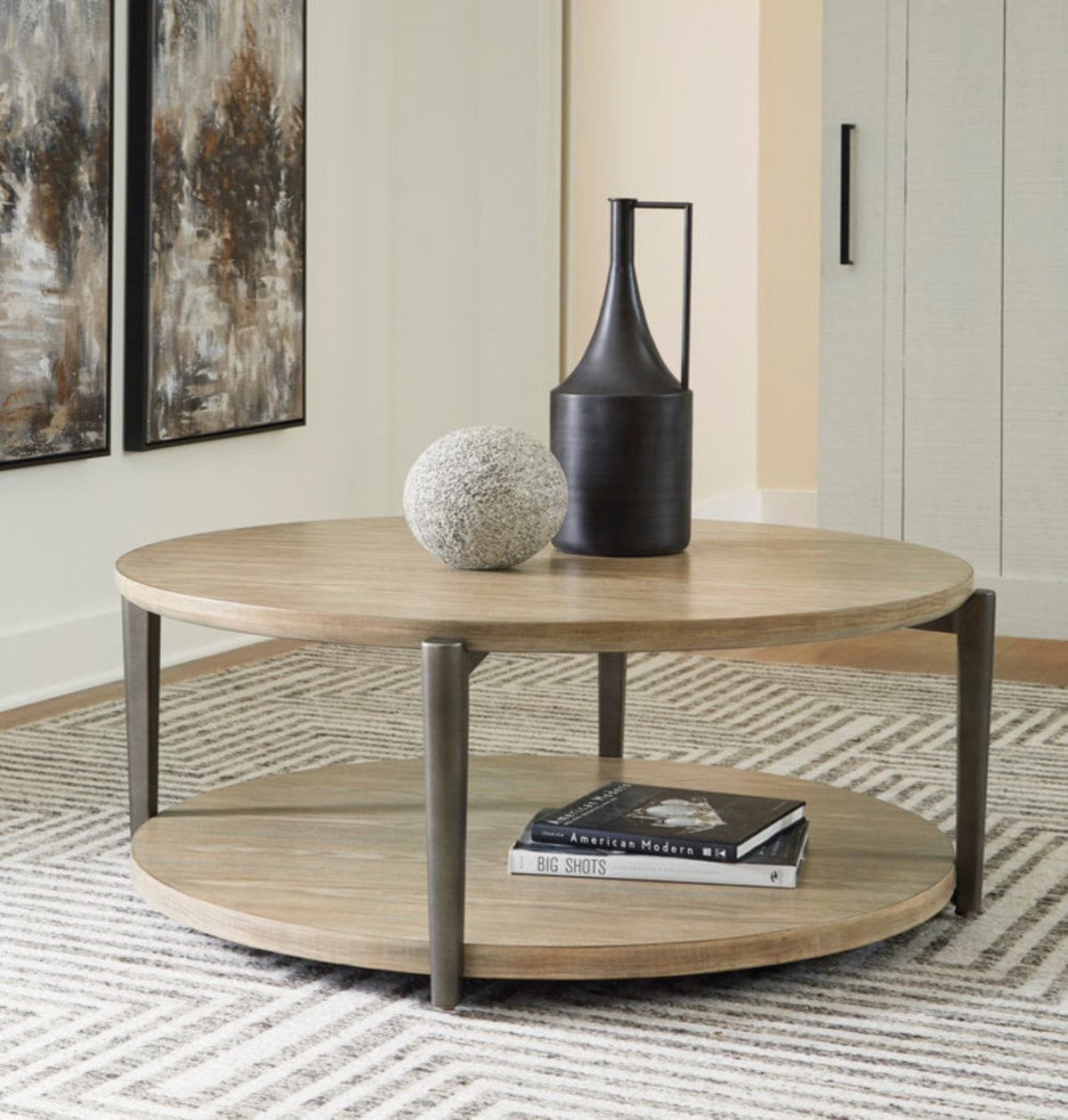 Dyonton Light Brown Round Coffee Table