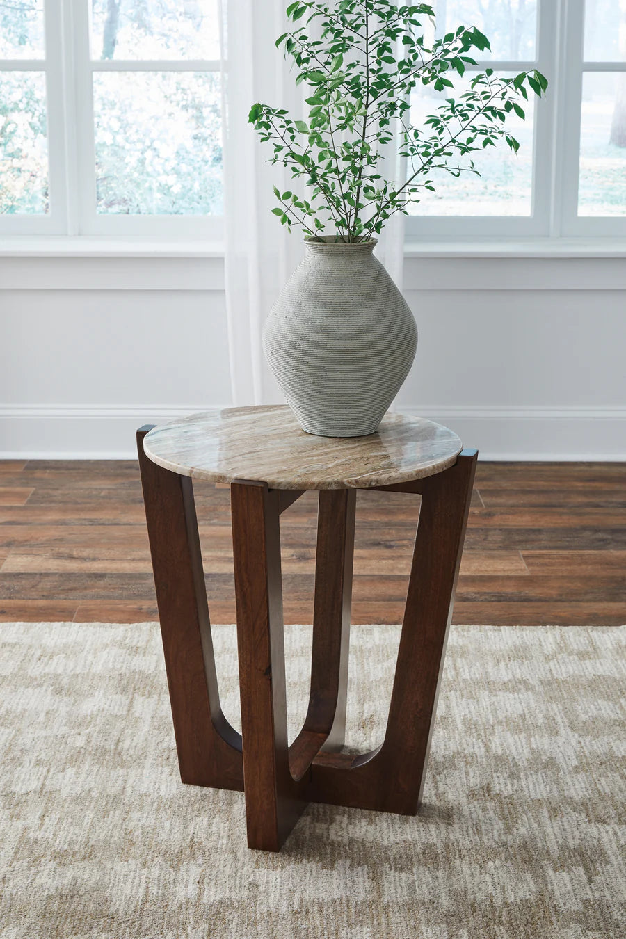 Tanidore Warm Brown End Table with Marble Top