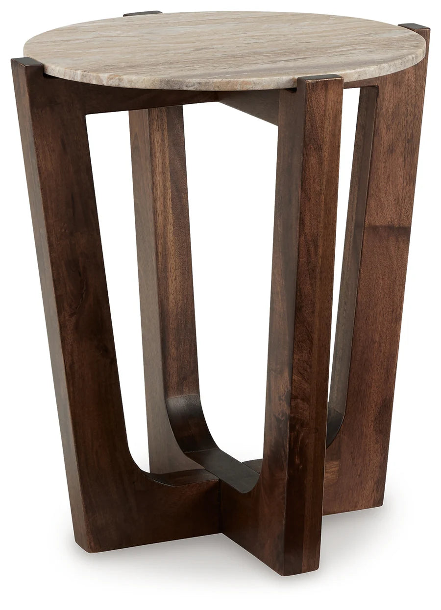Tanidore Warm Brown End Table with Marble Top
