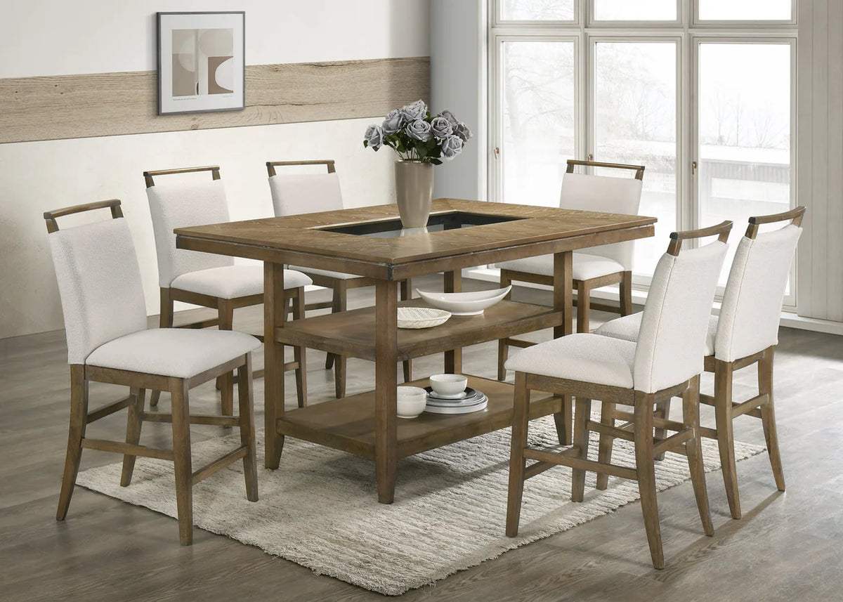 Tommy Walnut Counter Height Table & 6 Chairs