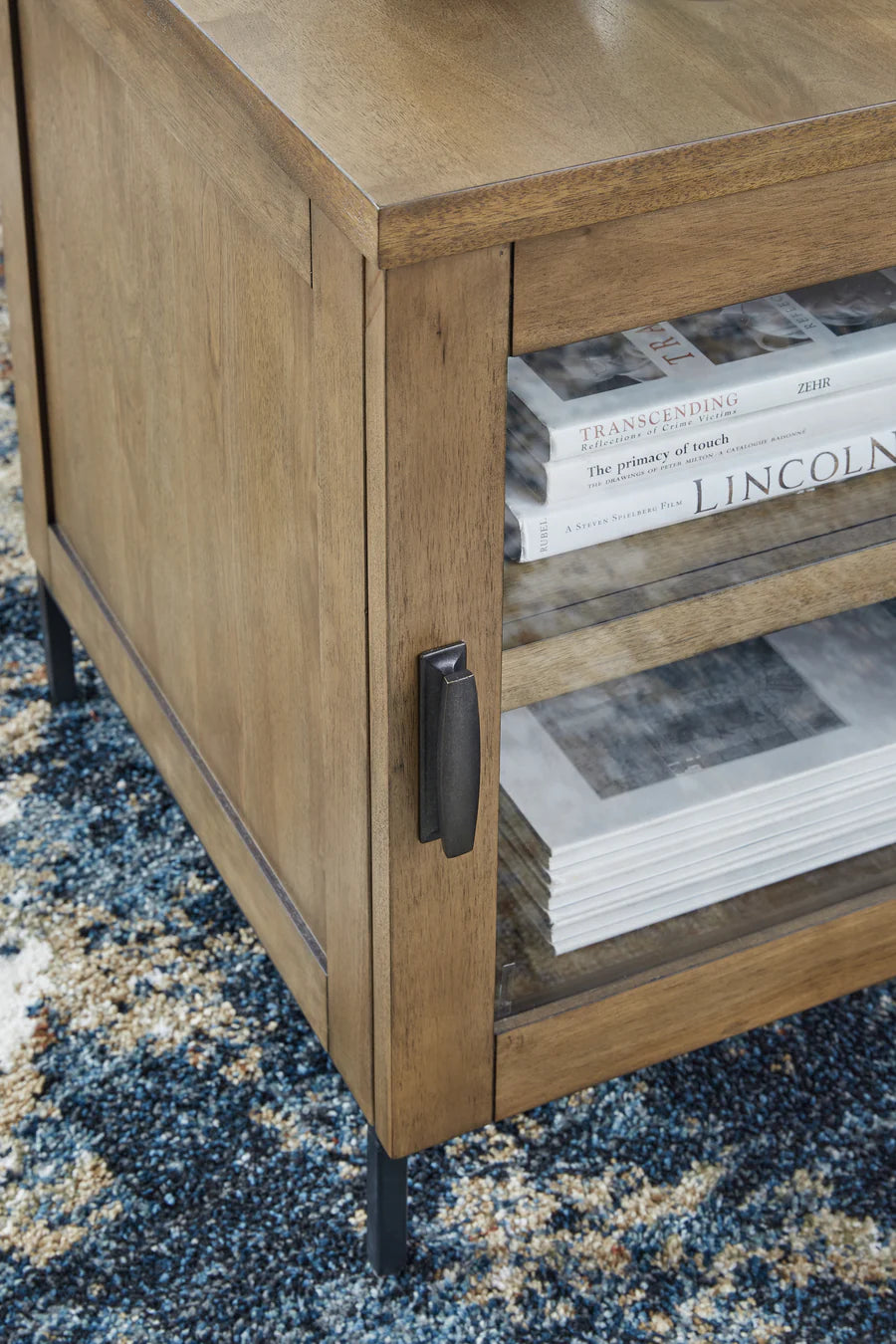 Torlanta Brown and Black Chairside Table with Wireless Charging