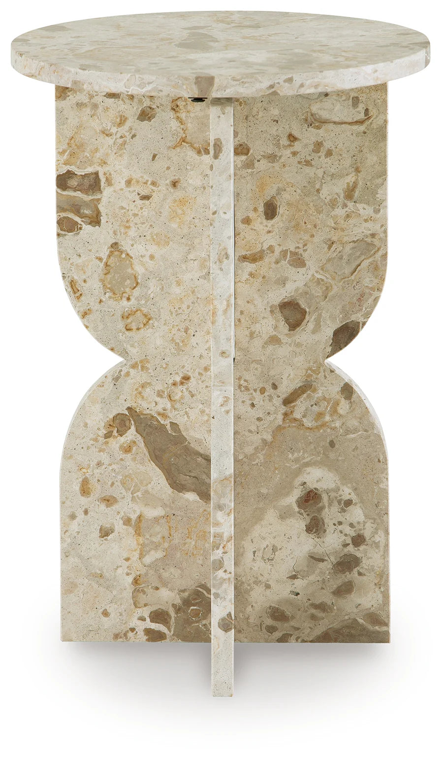 Treygan Beige Marble Round Accent Table
