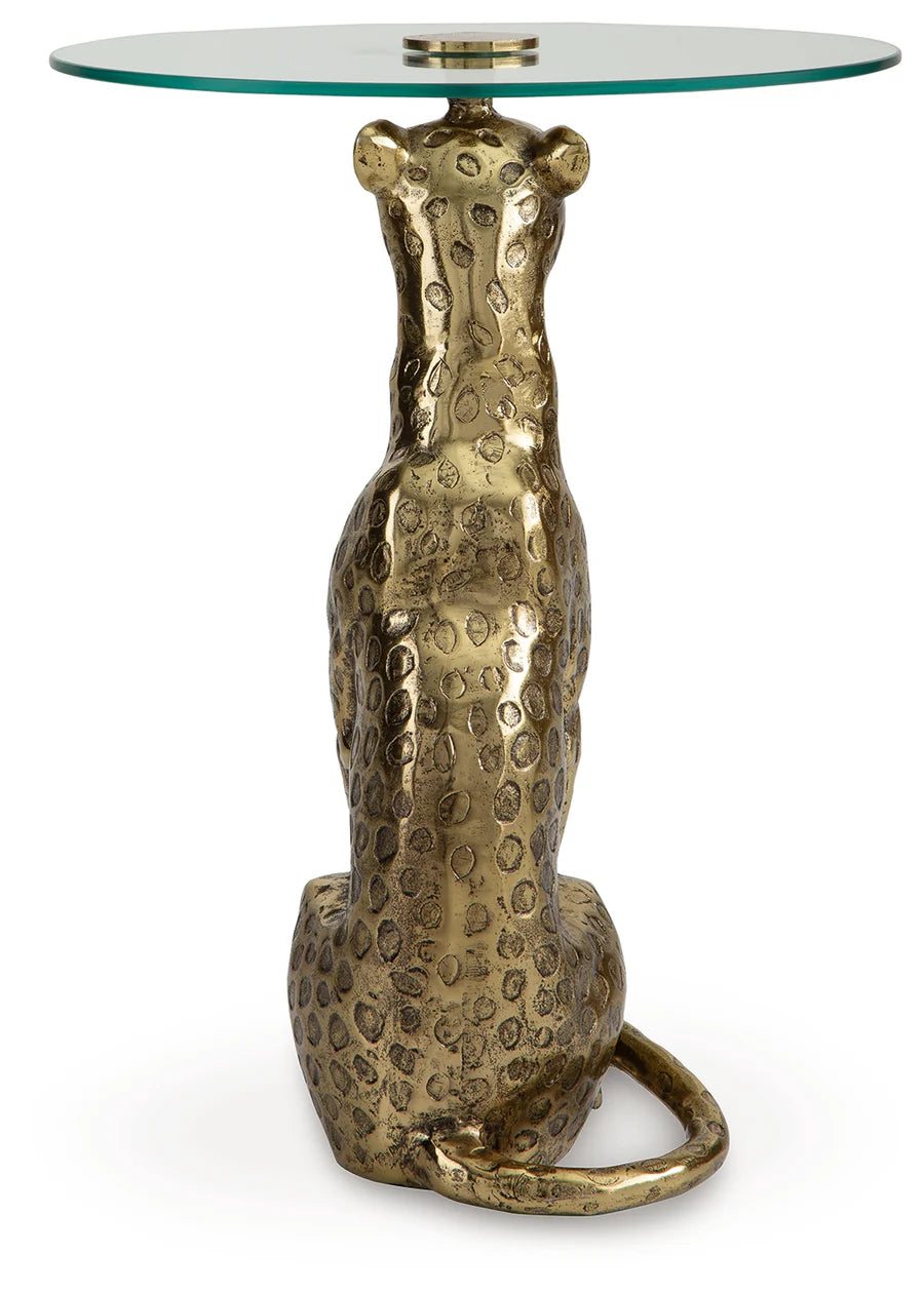 Vallain Antique Gold Leopard Accent Table