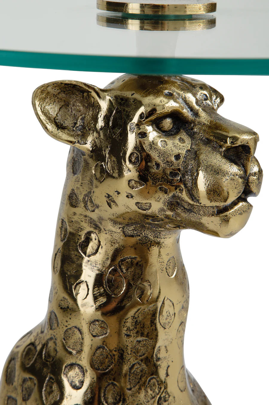 Vallain Antique Gold Leopard Accent Table