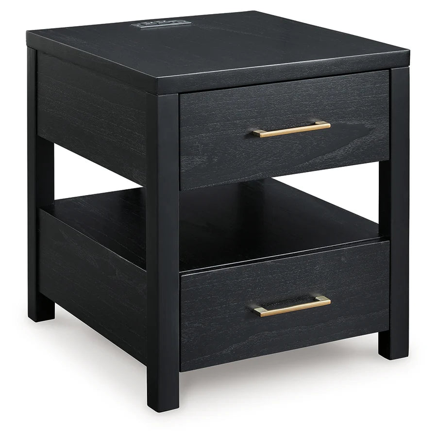 Winbardi Black End Table with Storage