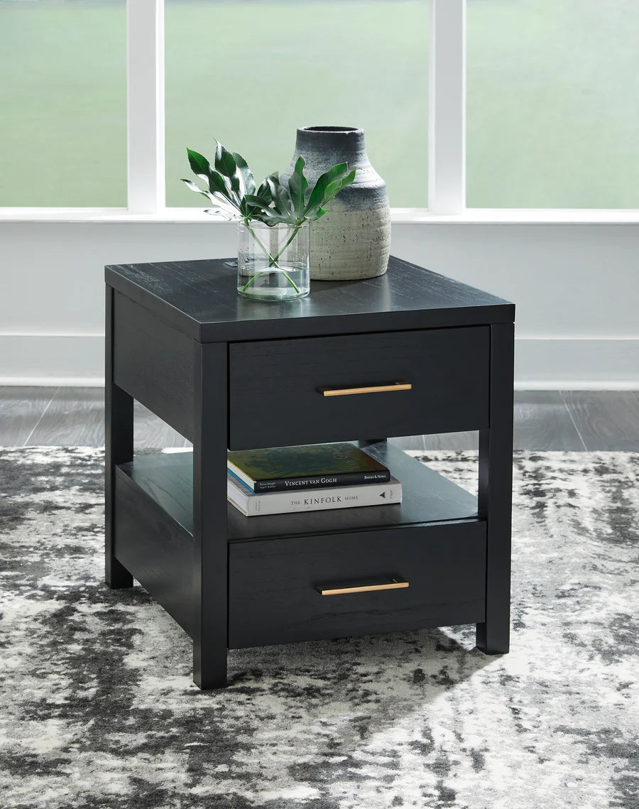 Winbardi Black End Table with Storage