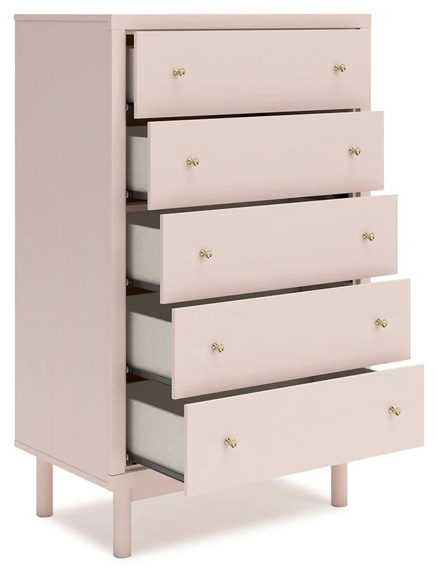 Wistenpine Blush Upholstered Youth Storage Platform Bedroom Set with 2 Drawers