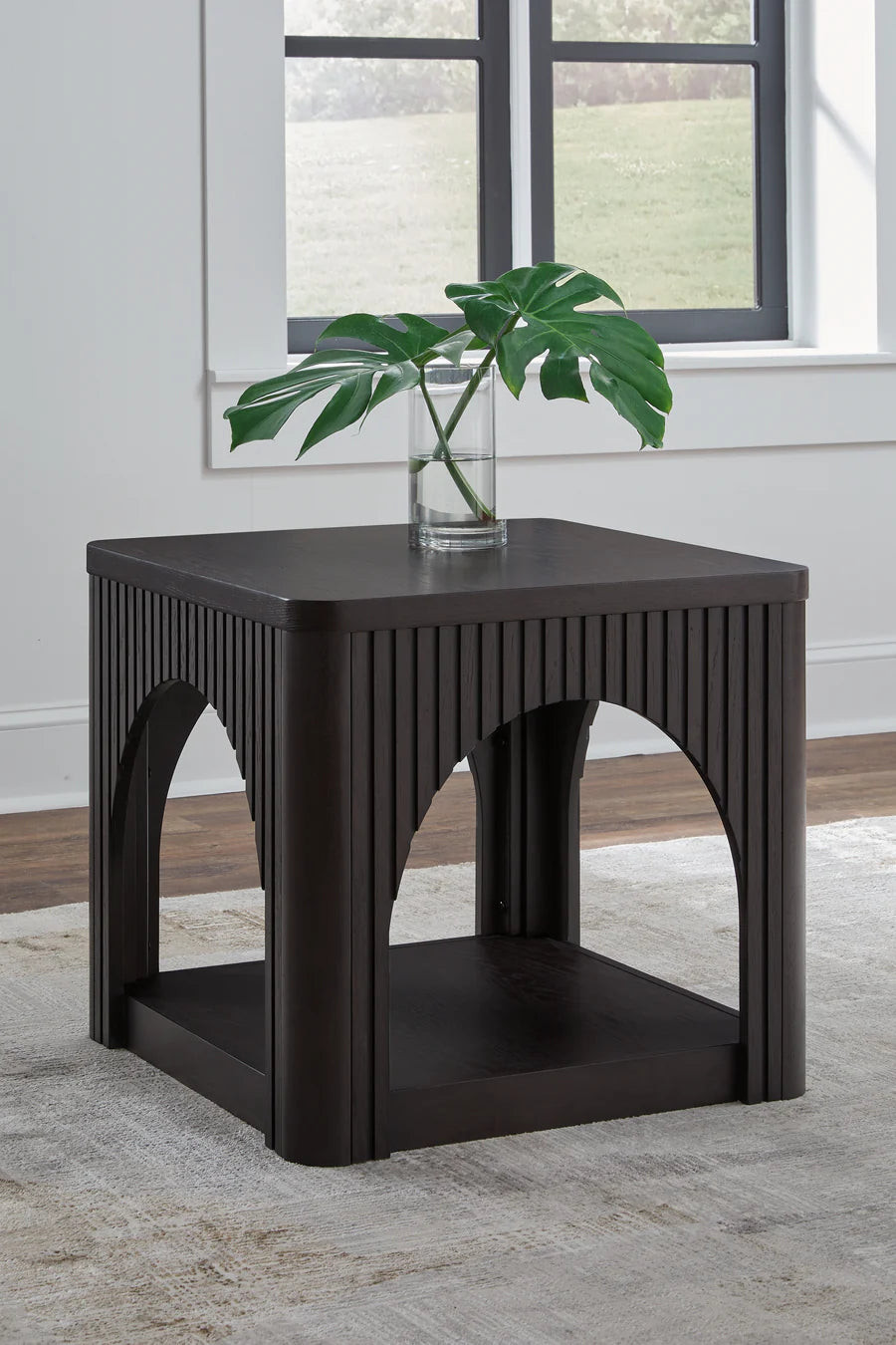 Yellink Black End Table with Shelf